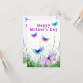Cartes de fête des mères Papillons Peints (Devant/Arrière en situation)