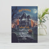 Cartes de fête Halloween de maison hantée (Debout devant)