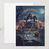 Cartes de fête Halloween de maison hantée (Devant / Derrière)