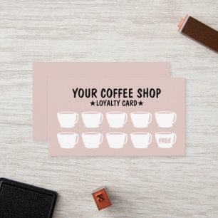 Cartes de fidélité au café rose pâle