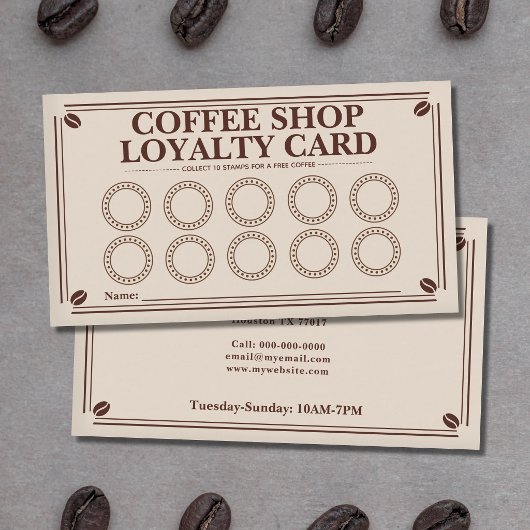 Cartes de fidélité - Café - Grains de café