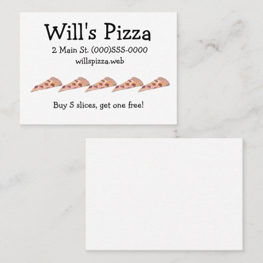 Cartes de fidélité client "Pizza" (Devant / Derrière)