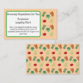 Cartes de fidélité client sur le thème des légumes (Devant / Derrière)