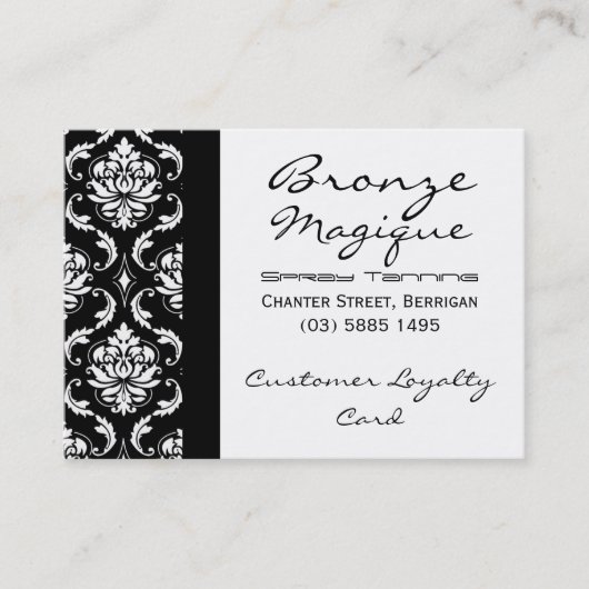 Cartes de fidélité des clients Black Damask (Devant)