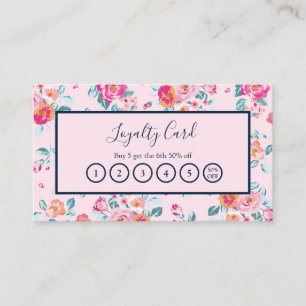 Cartes de fidélité Fleurs de roses roses sur fond