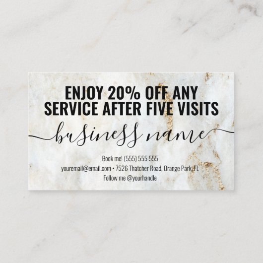 Cartes de fidélité professionnelles en marbre mode (Dos)