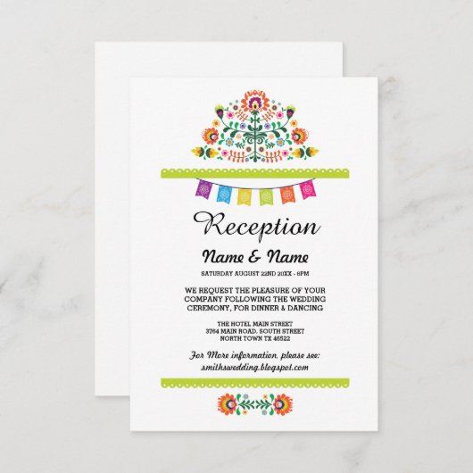 Cartes de fiesta de réception de mariage Insertion (Devant / Derrière)