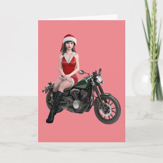 CARTES DE FILLE MOTOCYCLISTE DE NOËL (Devant)