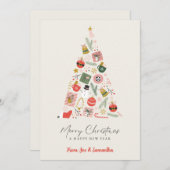 Cartes de fin de année d'arbre de Noël moderne - T (Devant / Derrière)