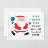 Cartes de fin de année de Noël de tennis de table (Devant / Derrière)