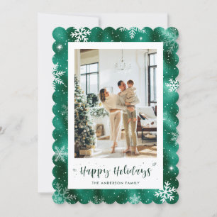Cartes de fin de année de photo Magic Green Snowy