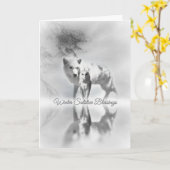 Cartes de fin de année du solstice d'hiver Wolf an (Fleur jaune)