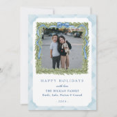 cartes de fin de année photo preppy bleu en vichy (Devant)