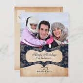 Cartes de fin de année photo Rustic blue snowflake (Devant / Derrière)