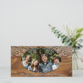Cartes de fin de année photo Rustic Wood Look (Debout devant)