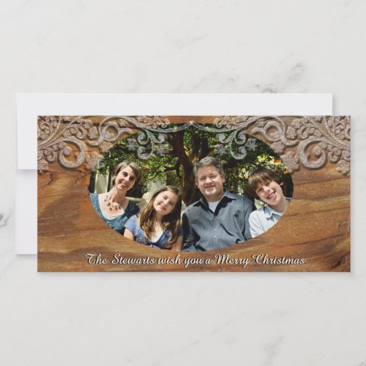 Cartes de fin de année photo Rustic Wood Look (Devant)