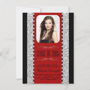 Cartes de fin d'études avec paillettes rouges et n