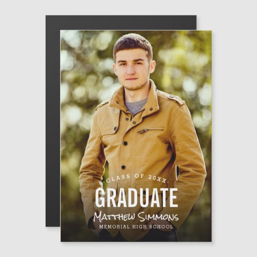 Cartes de fin d'études magnétiques photo modernes (Devant / Derrière)