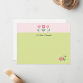 Cartes de fleurs douces en rose et vert (Devant/Arrière en situation)