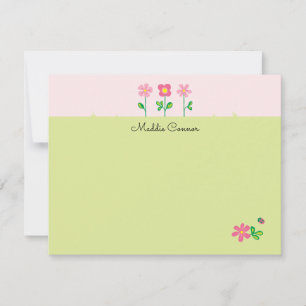 Cartes de fleurs douces en rose et vert