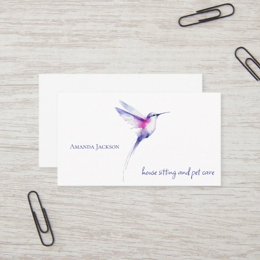 Cartes de garde de maison et d'animaux Colibri (Devant/Arrière en situation)