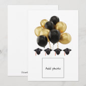 Cartes de graduation Carte Black Gold Ballons (Devant / Derrière)