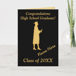 Cartes de Graduation Fille Personnalisées, Noir et
