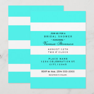 Cartes de invitation modernes rayées épaisses Aqua