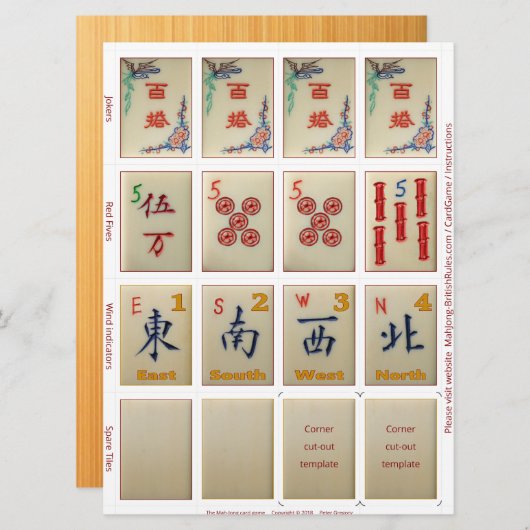 Cartes de jeu (10) - pour Riichi Mahjong (Devant / Derrière)