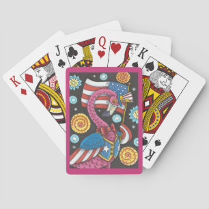 CARTES DE JEU 4 JUILLET FLAMANT ROSE ROSE