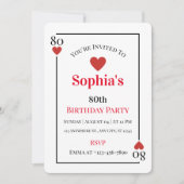 Cartes de Jeu 80e Anniversaire Invitation de fête (Devant)
