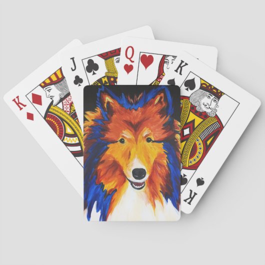 Cartes de jeu abstraites de peinture de Sheltie (dos)