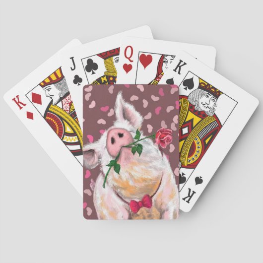 Cartes de jeu amusantes avec un cochon de Gentlema (dos)