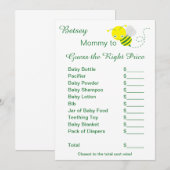 Cartes de jeu Baby Shower pour deviner le juste pr (Devant / Derrière)