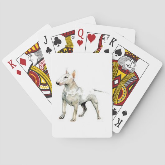 Cartes de jeu blanches de chien de bull-terrier (dos)