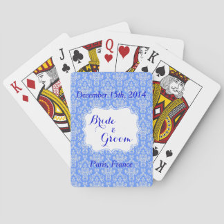 Cartes de jeu bleues de faveur de noce