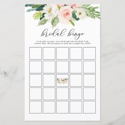 Cartes de jeu Blush Floral Fête des mariées (Devant)