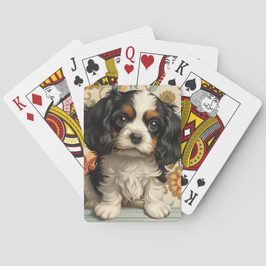 Cartes de jeu Cavalier Spaniel, Noir et Tan (dos)