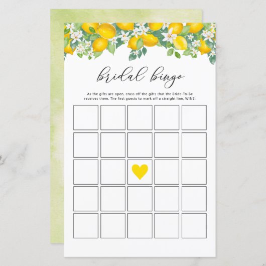 Cartes de jeu Citrus Lemon Fête des mariées (Devant / Derrière)