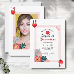 Cartes de jeu Coeurs 15e anniversaire Quinceañera