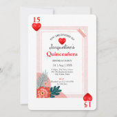 Cartes de jeu Coeurs 15e anniversaire Quinceañera (Devant)