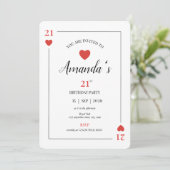 Cartes de jeu Coeurs 21ème anniversaire Invitation (Debout devant)