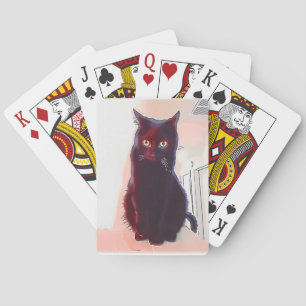 Cartes de jeu curieuses de chat noir