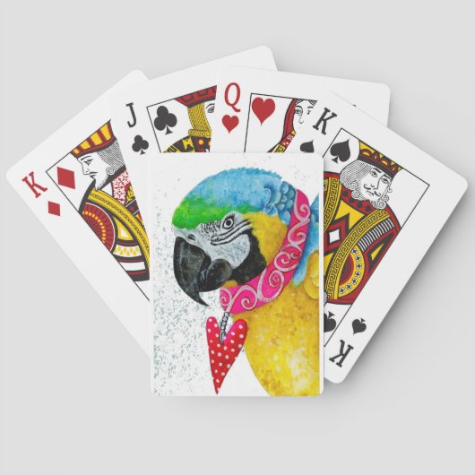 Cartes de jeu d'ara de bleu et d'or (dos)