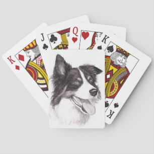 Cartes de jeu d'art de chien de border collie