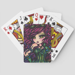 Cartes de jeu d'art de fille de lunettes de plume