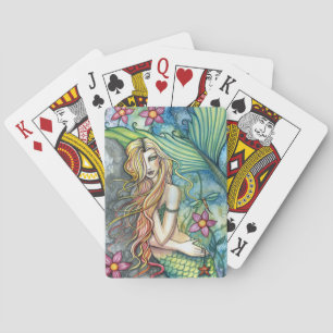 Cartes de jeu d'art de sirène par l'aquarium