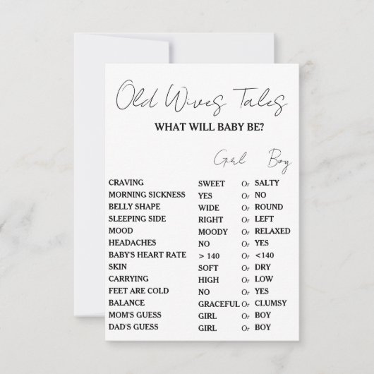 Cartes de jeu de baby-shower sur les contes de vie (Devant)