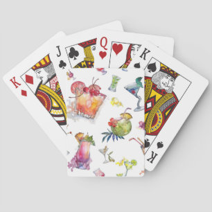 Cartes de jeu de boissons de cocktail d'aquarelle