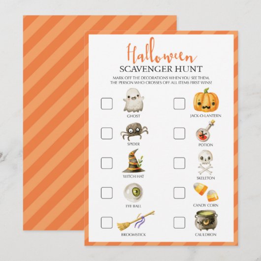 Cartes de jeu de chasse Halloween pour enfants (Devant / Derrière)